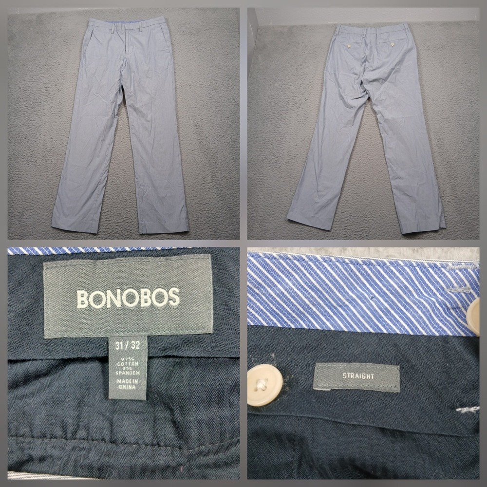 Bonobos Straight Fit Chinos Men's 31x32 Light Gray Cotton Stretch‎
